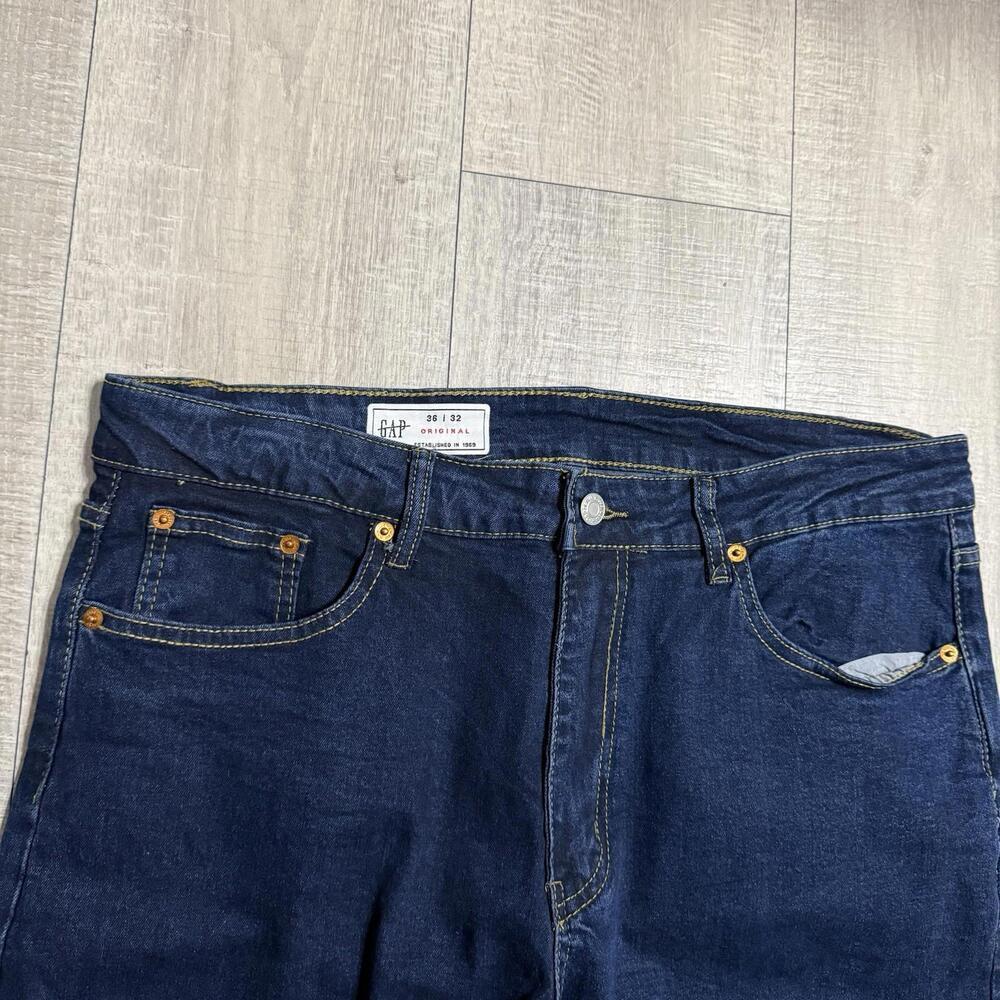 GAP Original Straight Leg Dark Denim Blue Jeans Size 36x32 Men - Picture 3 of 8